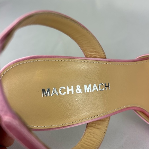 Mach & Mach RARE Double Bow Crystal-embellished Pink Satin Slingback Heels - Picture 5 of 16